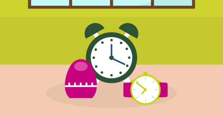 Image of a clock, watch and egg timer