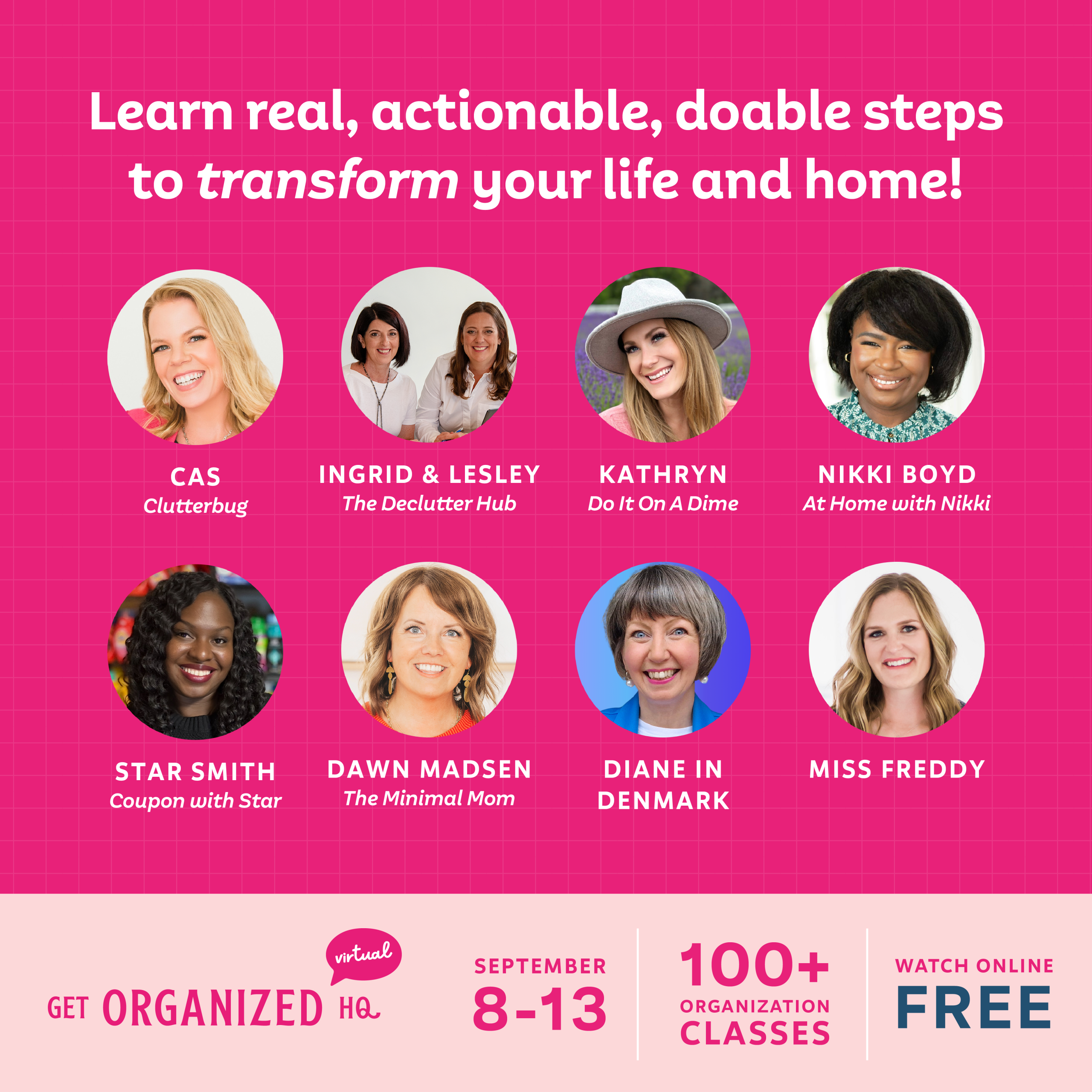 Picture of several speakers at Get Organised HQ Virtual Summit
