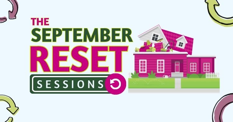 image shows the outside of a full house, with 'september reset sessions' written on the left hand side