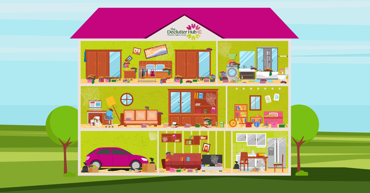 image shows a full house with lots of clutter in each room